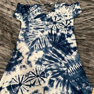 Blue and White Tie-Dye Top